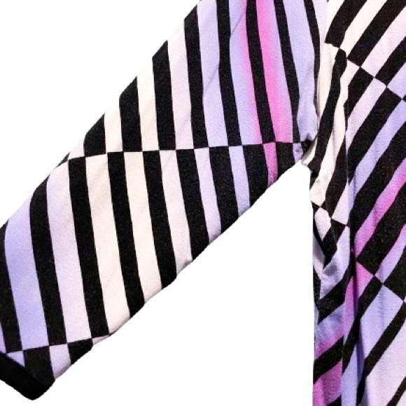 Dana Buchman Mod Stripe Blouse 3/4 Sleeve Pink Purple White Stripes - Picture 3 of 9